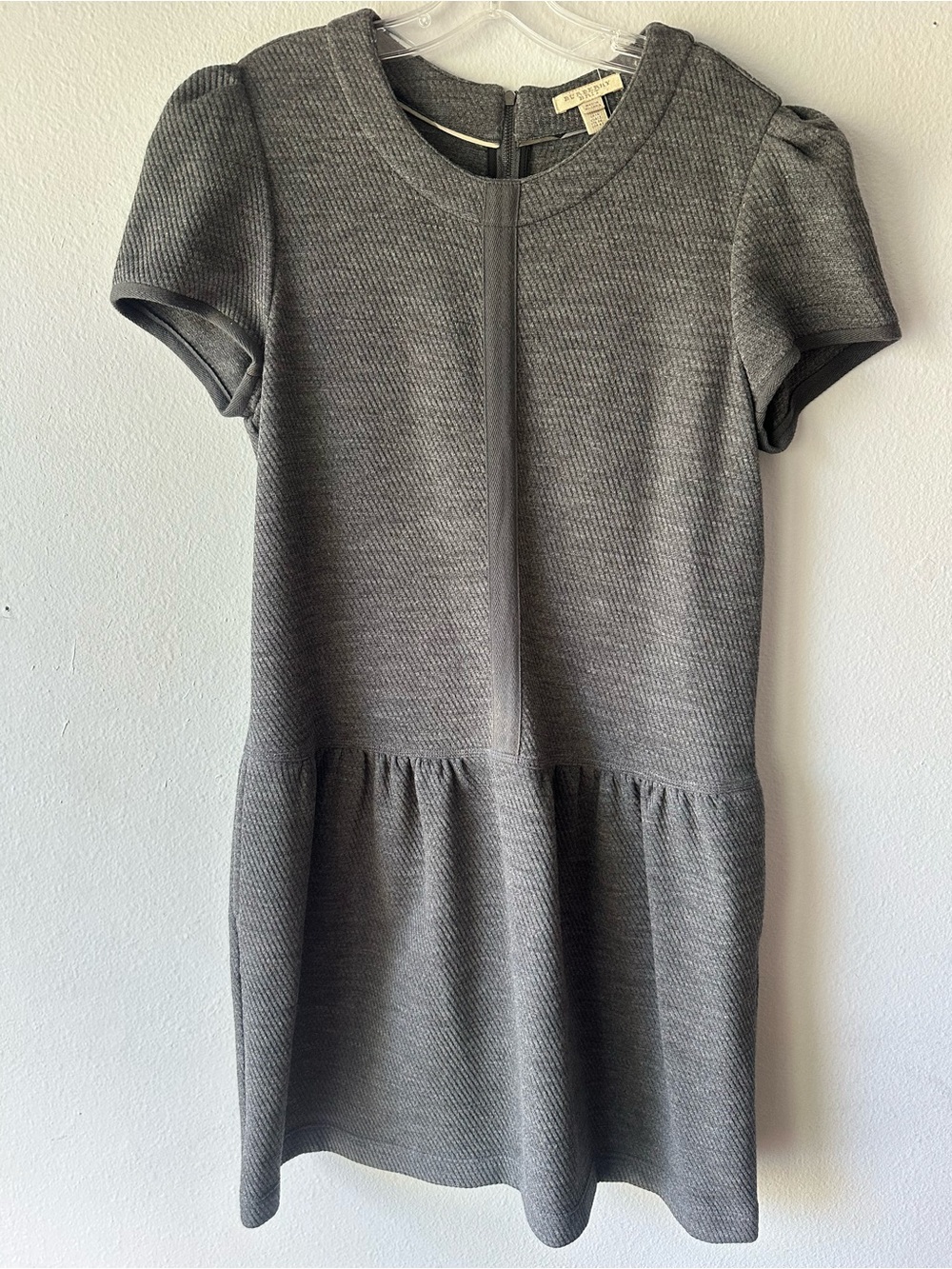 Burberry Charcoal Knit Short-Sleeve Mini Dress